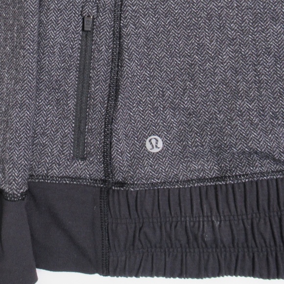 Lululemon Think Fast Hoodie Heathered Herringbone Heathered Black Black Size 6 - Picture 10 of 12